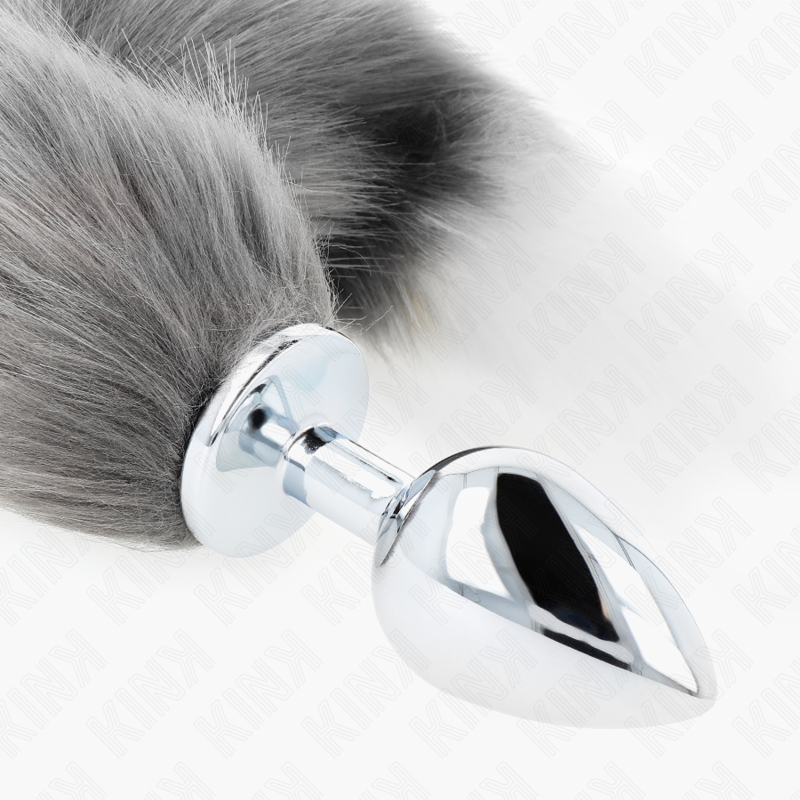 PLUG ANAL TALLA L 10 X 4 CM CON COLA SINTTICA 40 CM PLATEADO Y BLANCO PLUG ANAL TALLA L 10 X 4 CM CON COLA SINTTICA 40 CM PLATEADO Y BLANCO