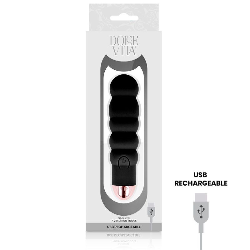 VIBRADOR RECARGABLE SIX NEGRO 7 VELOCIDADES