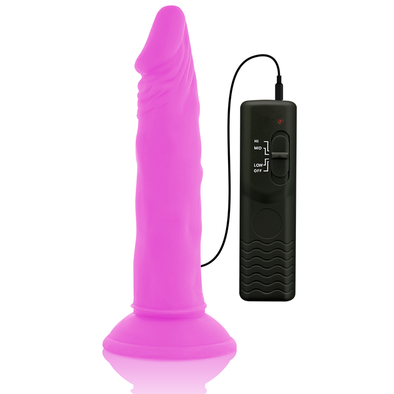 DILDO FLEXIBLE CON VIBRACION LILA 23 CM -O- 4.3 CM
