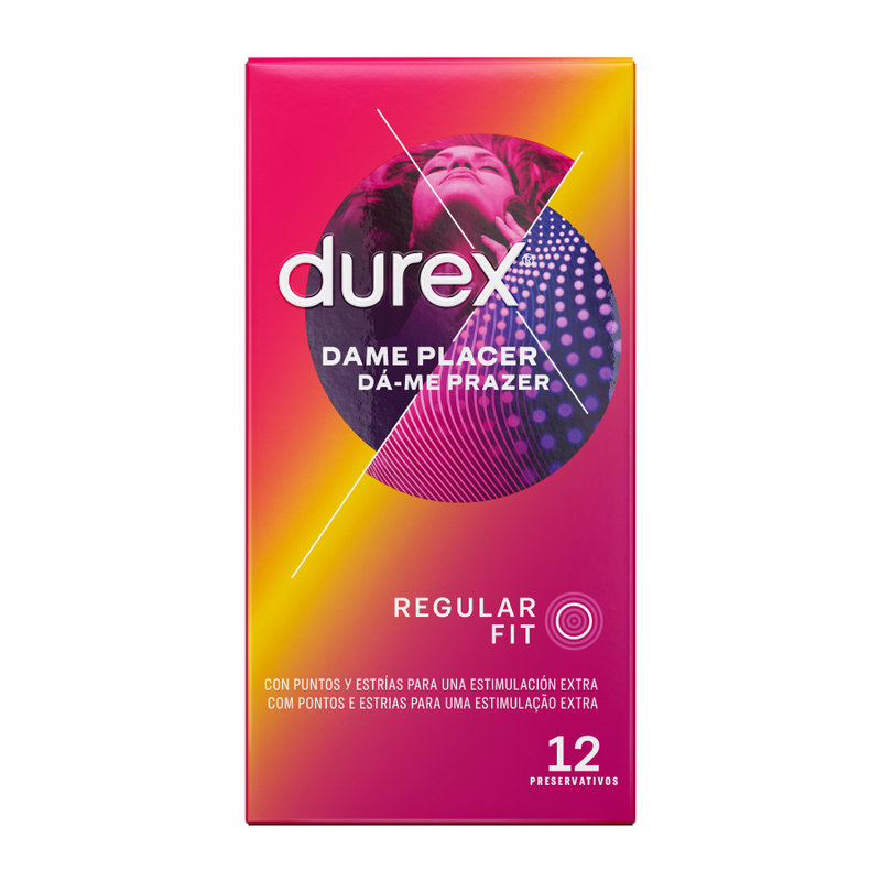 Durex Dame Placer 12 uds – Preservativos con puntos y estrías para más intensidad