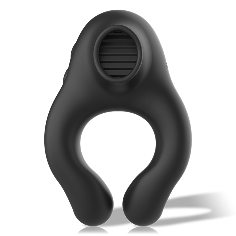 ANILLO VIBRADOR SILICONA 3 MOTORES RECARGABLE NEGRO