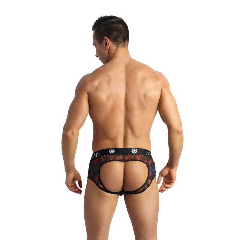 CHILL – Braguita masculina abierta en tul negro con estampado colorido