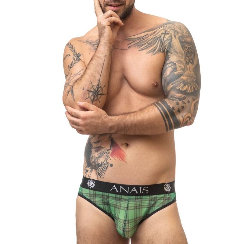 Magic: Calzoncillos Sexy de Licra Suave con Estampado de Cuadros Verdes y Negros
