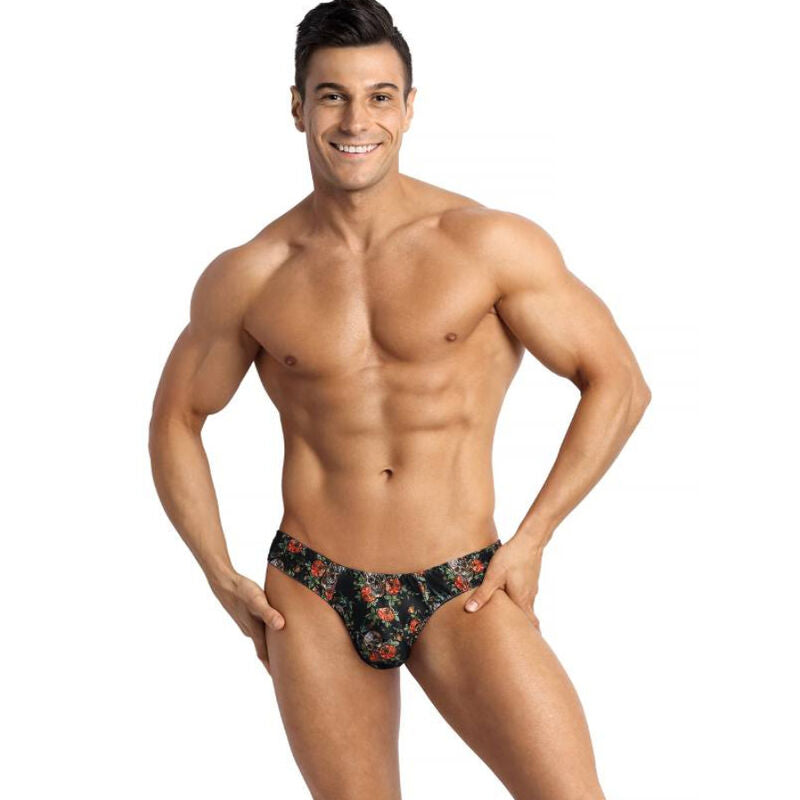 POWER – Tanga masculina en modal estampado de rosas y calaveras