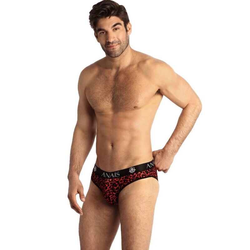 TRIBAL – Tanga de Hombre ANAIS FOR MEN (Microfibra Roja con Estampado Animal)