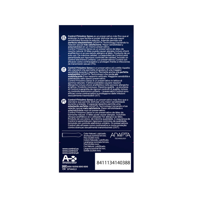 Control Adapta Senso – Preservativos Ultrafinos 54 mm (12 unidades)