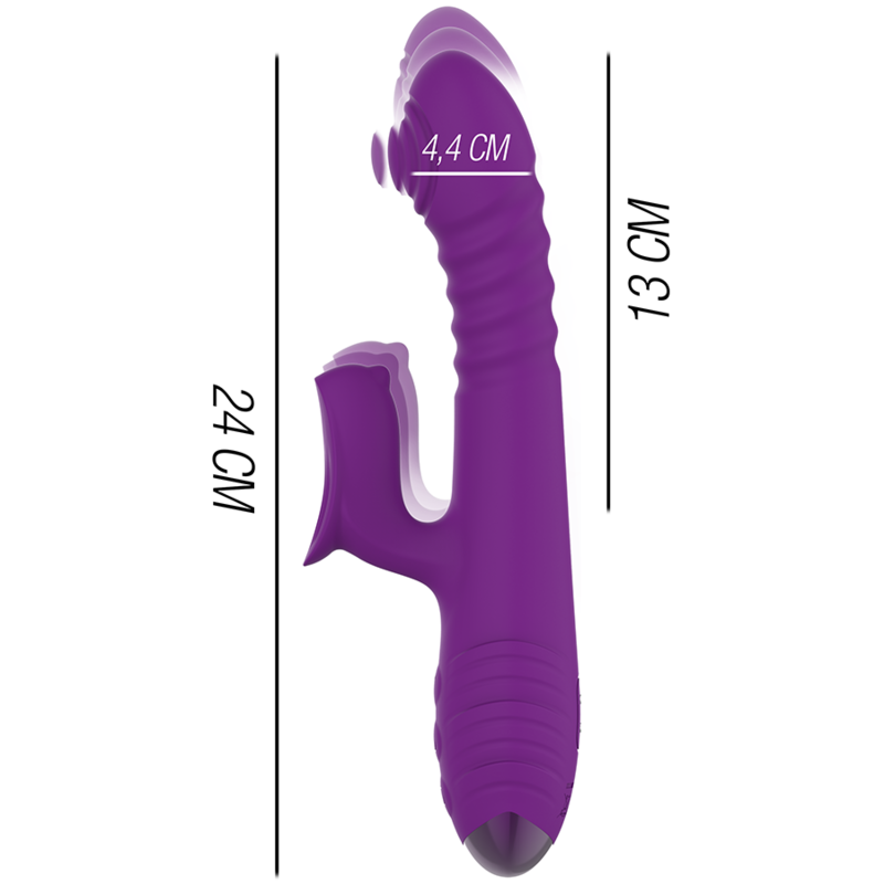 VIBRADOR MULTIFUNCIÓN RECARGABLE UP & DOWN CON ESTIMULADOR DE CLITORIS MORADO