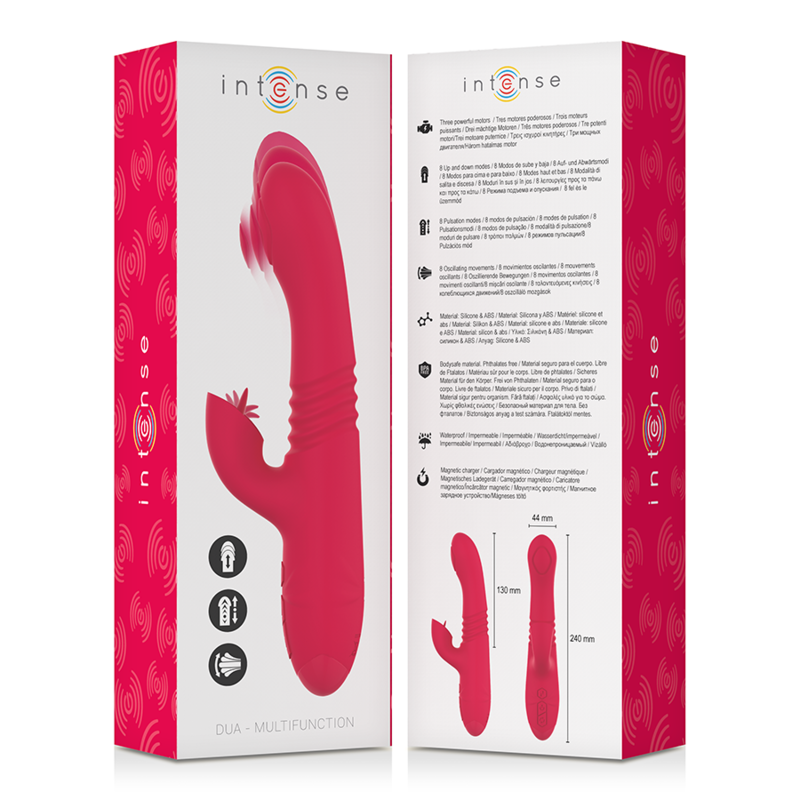 DUA VIBRADOR MULTIFUNCIÓN RECARGABLE UP & DOWN CON LENGUA ROJO