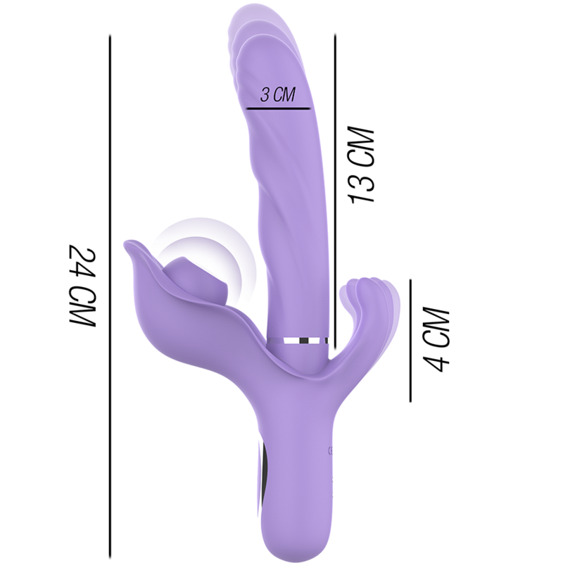 VIBRADOR MULTIFUNCIÓN RECARGABLE SUCCIONADOR CON PULSADOR MORADO