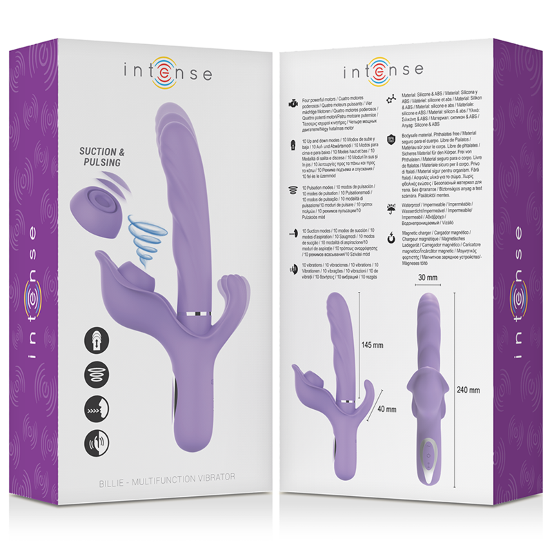 VIBRADOR MULTIFUNCIÓN RECARGABLE SUCCIONADOR CON PULSADOR MORADO