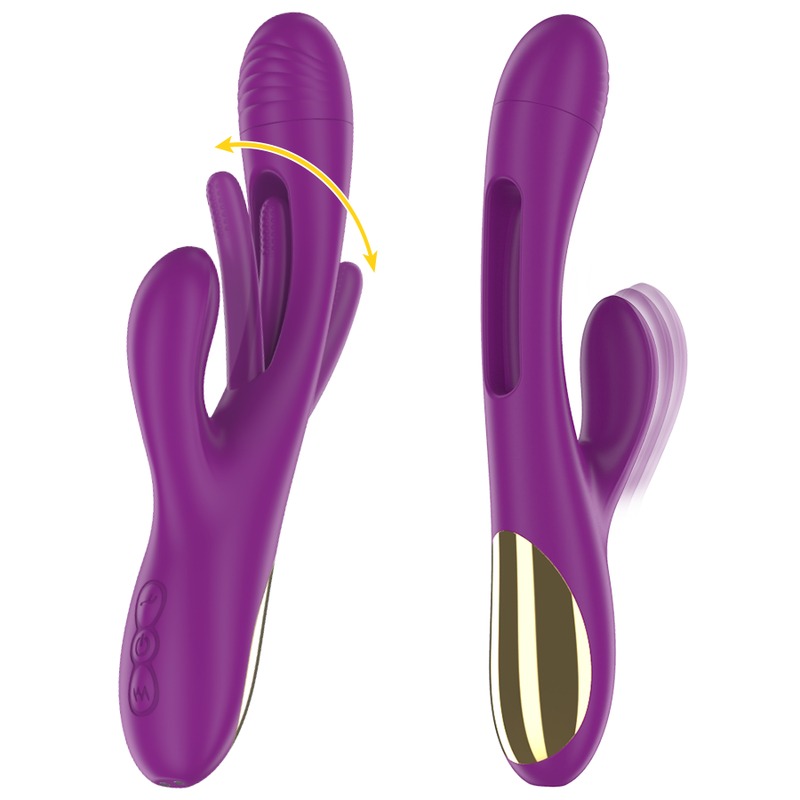 VIBRADOR MULTIFUNCIÓN RECARGABLE 7 VIBRACIONES CON LENGUA OSCILANTE MORADO