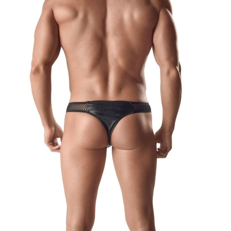 ARES – Tanga de Cuero y Red ANAIS FOR MEN (Color Negro)