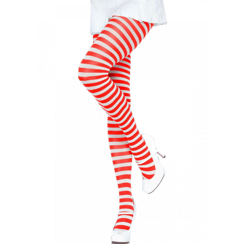 Medias de Nailon a Rayas Rojas y Blancas – Leg Avenue en Bruma Sens