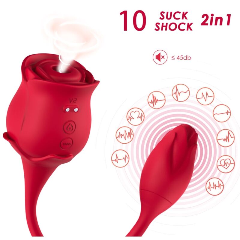 Succionador de Clítoris Rosa con Huevo Vibrador – Doble Placer con Diseño Romántico