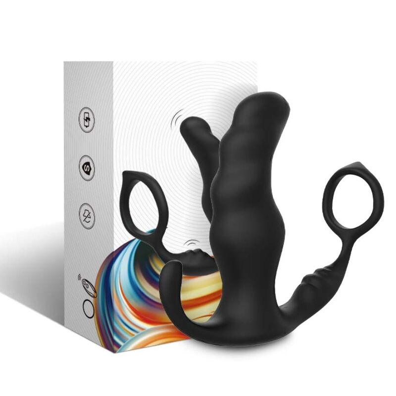 Vibrador Anal Prostático con Anillo para el Pene · 9 Modos de Vibración · Recargable y Sumergible