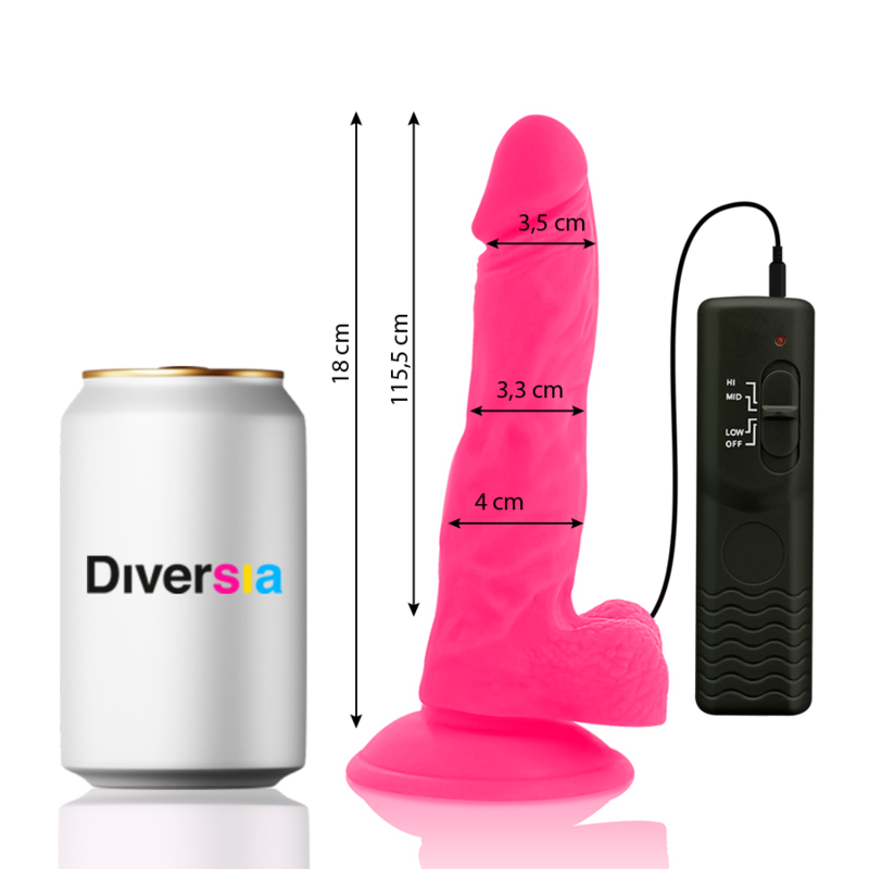 DILDO FLEXIBLE CON VIBRACIÓN ROSA 18 CM -O- 4 CM