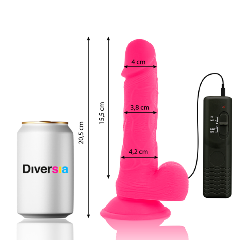 DILDO FLEXIBLE CON VIBRACION ROSA 20.5 CM -O- 4.2 CM