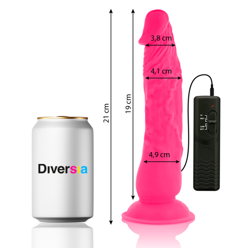 DILDO FLEXIBLE CON VIBRACION ROSA 21 CM -O- 4.9 CM