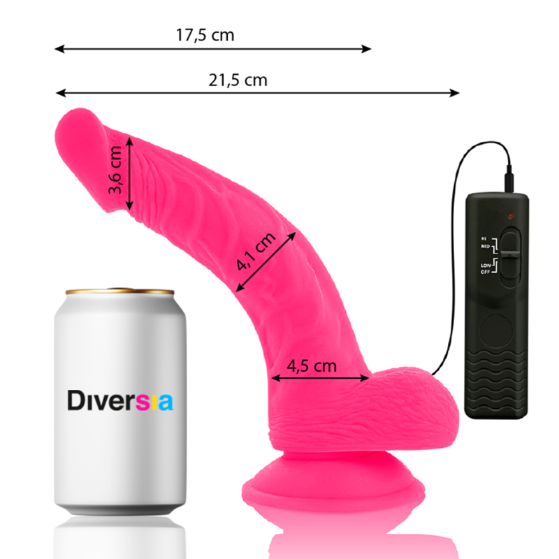 DILDO FLEXIBLE CON VIBRACION ROSA 21.5 CM -O- 4.5 CM