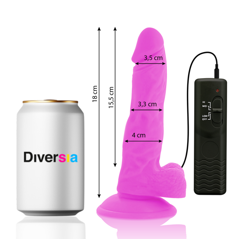 DILDO FLEXIBLE CON VIBRACIÓN LILA 18 CM -O- 4 CM