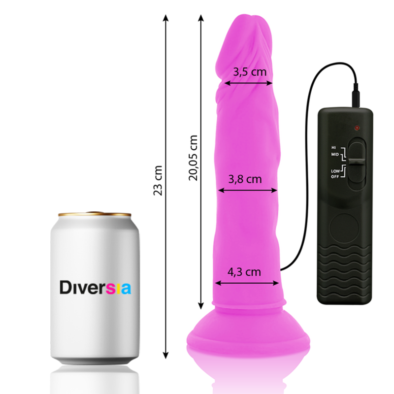 DILDO FLEXIBLE CON VIBRACION LILA 23 CM -O- 4.3 CM