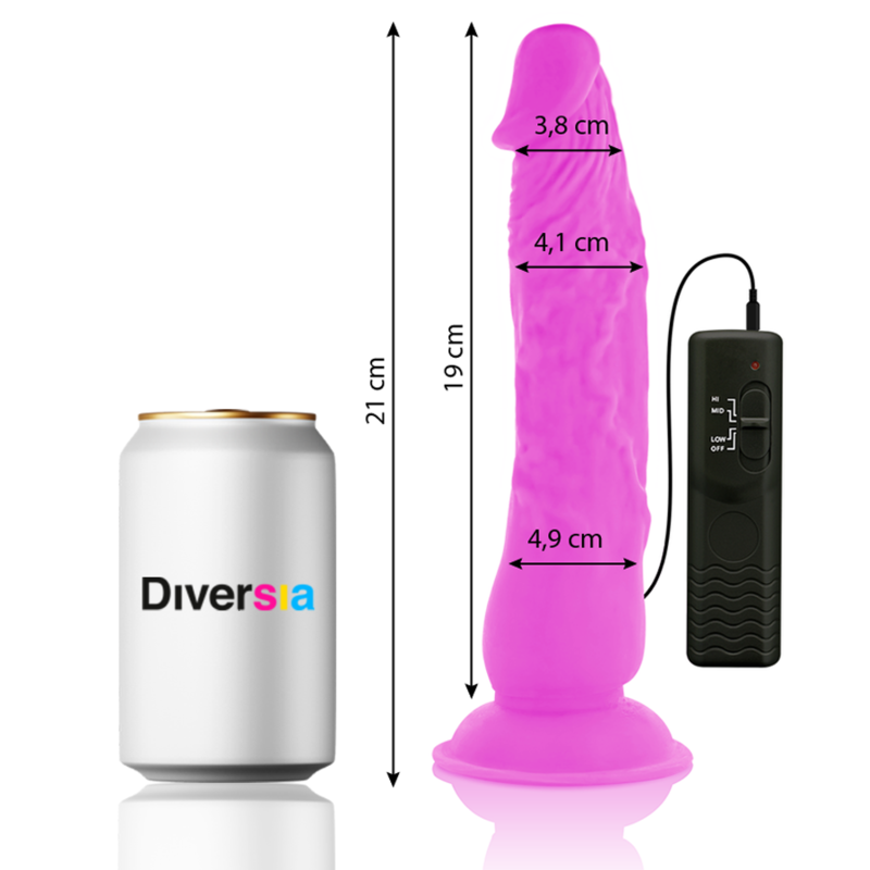 DILDO FLEXIBLE CON VIBRACION LILA 21 CM -O- 4.9 CM