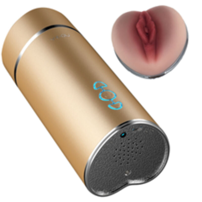 Masturbador Vibrador con Estimulación Vaginal – Diseño Dorado y Vibración Multivelocidad