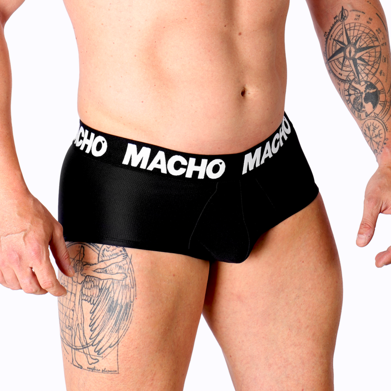 SLIP MACHO NEGRO · Corte Clásico con Copa de Realce · Lycra Adaptable