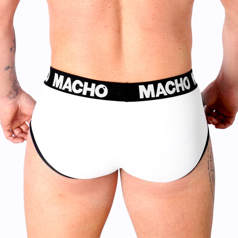 SLIP MACHO BLANCO · Corte Clásico con Copa Realce · Lycra Transpirable