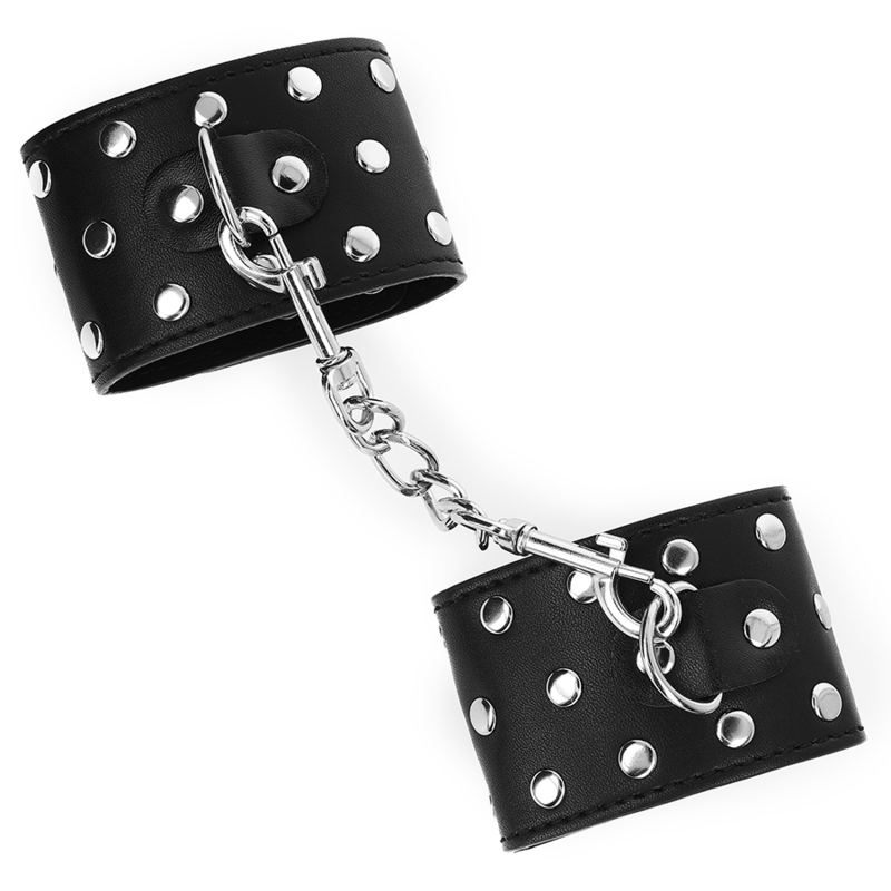MUÑEQUERAS CON CIERRE A PRESIÓN LLENO DE TACHUELAS AJUSTABLE NEGRO 19-24 CM X 5.5 CM