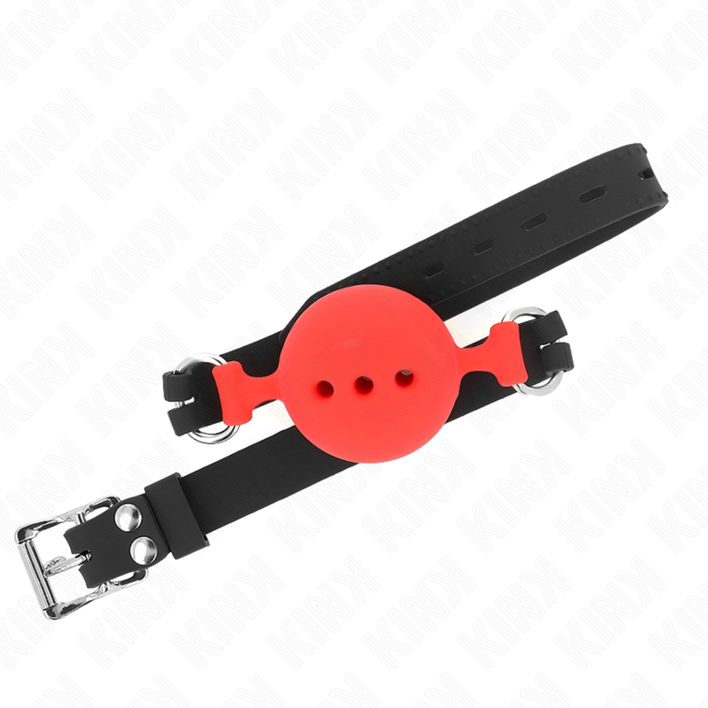 MORDAZA 55 x 2 CM DE BOLA 5 CM DE SILICONA COMPLETA TALLA L ROJO AJUSTABLE 35-51 CM