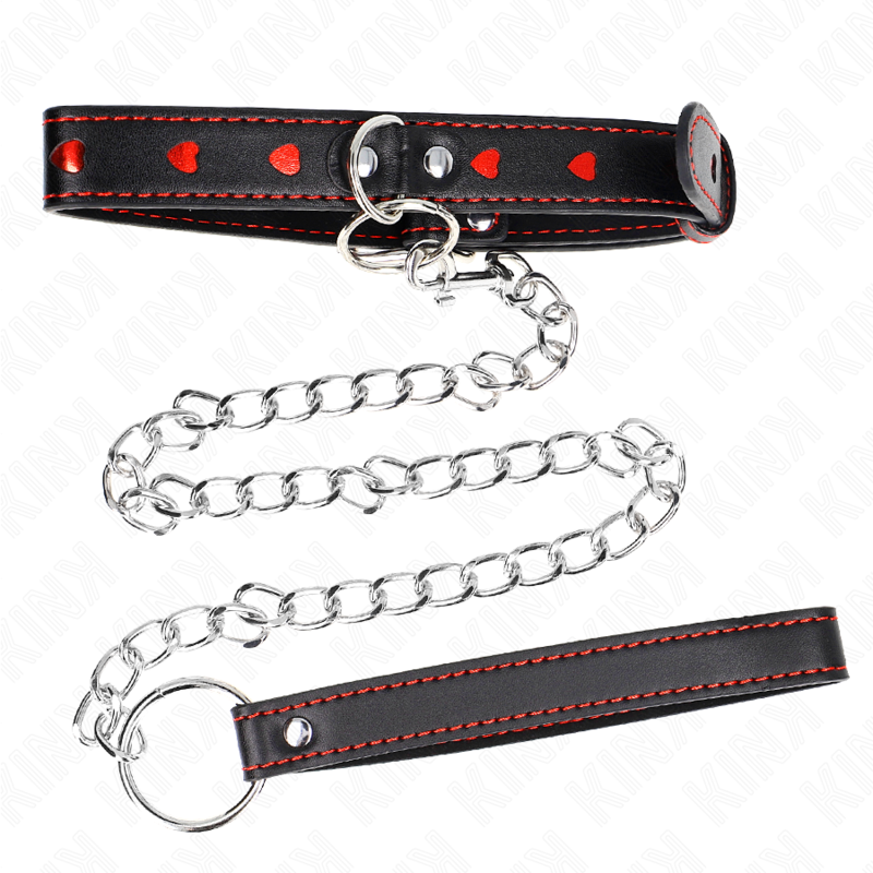 COLLAR CON CORREA 65 CM DETALLES CORAZÓN 52.5 X 2.5 CM