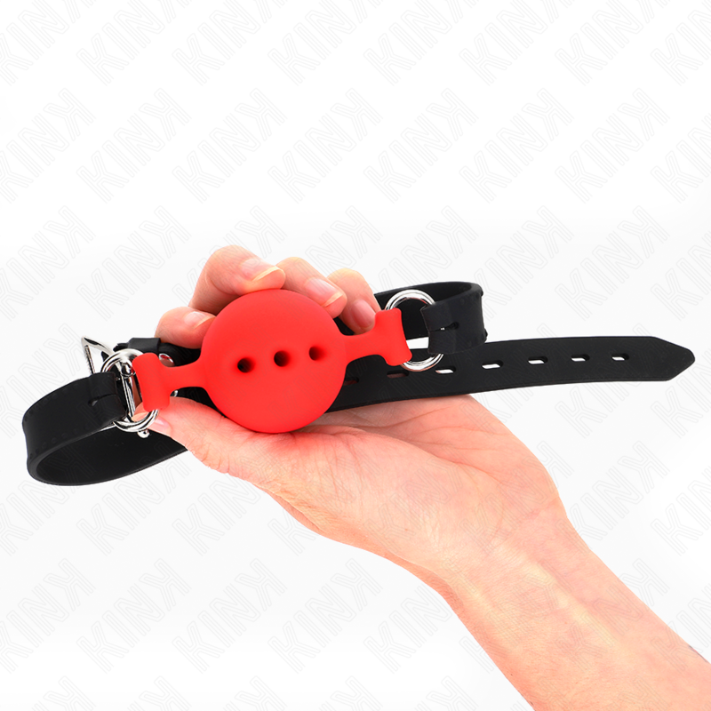 MORDAZA 55 x 2 CM DE BOLA 4.5 CM DE SILICONA COMPLETA TALLA M ROJO AJUSTABLE 35-51 CM