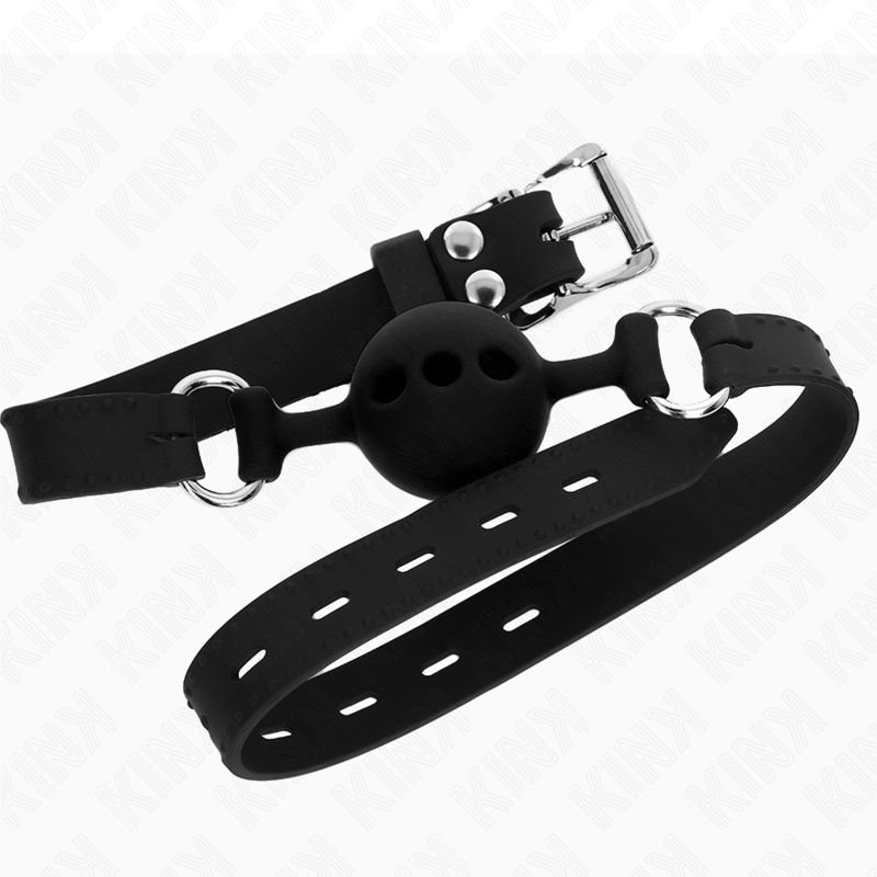 MORDAZA 55 x 2 CM DE BOLA 4 CM DE SILICONA COMPLETA TALLA S NEGRO AJUSTABLE 35-51 CM