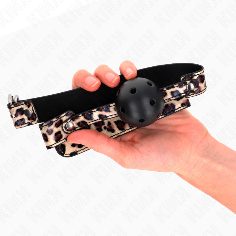 MORDAZA DE BOLA 4.5 CM TRANSPIRABLE LEOPARDO 65 x 2.5 CM