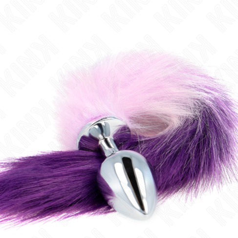 PLUG ANAL TALLA L 10 X 4 CM CON COLA SINTÉTICA 40 CM VIOLETA