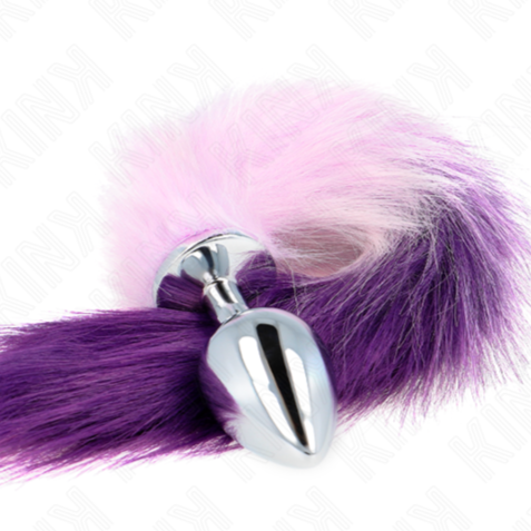 PLUG ANAL TALLA L 10 X 4 CM CON COLA SINTÉTICA 40 CM VIOLETA