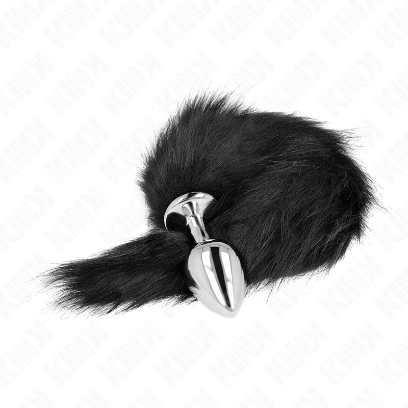 PLUG ANAL TALLA M 8 X 3.5 CM CON COLA SINTÉTICA 40 CM NEGRO