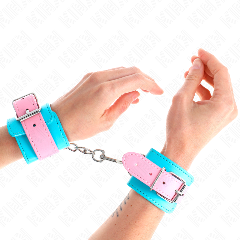 MUÑEQUERAS CHIC AZUL / ROSA AJUSTABLE 16-28 CM X 5 CM