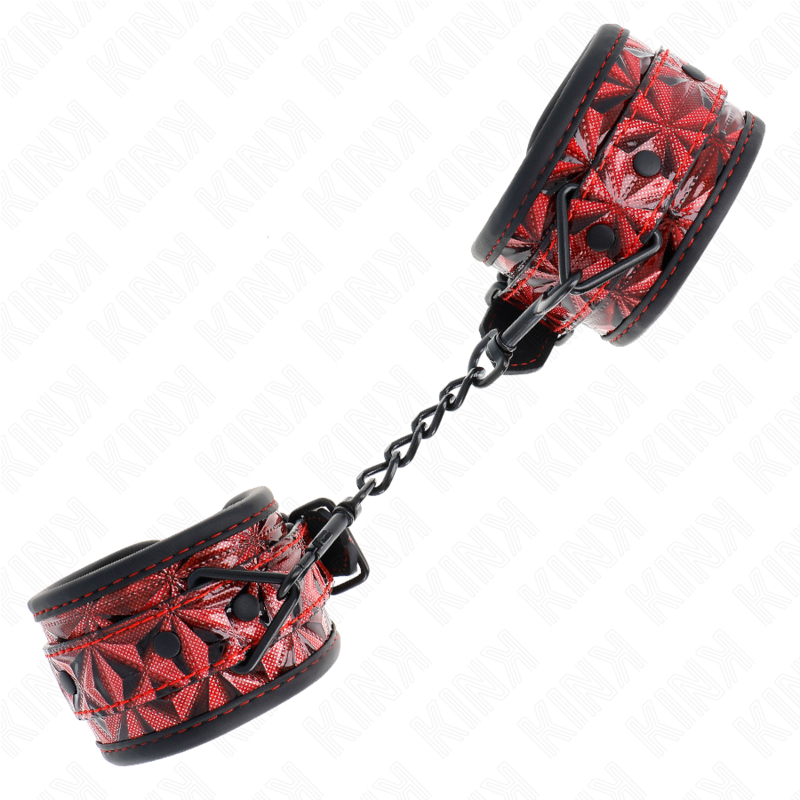 MUÑEQUERAS CON PATRÓN DE DIAMANTES ROJO OSCURO AJUSTABLE 17-26 CM X 5.5 CM