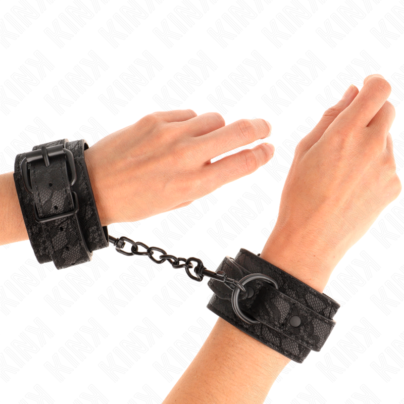MUÑEQUERAS DE ENCAJE AJUSTABLE NEGRO 19-26 CM