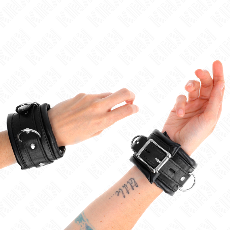 MUÑEQUERAS ESTILO HEAVY FORRO NEGRO AJUSTABLE 20-30 CM X 6 CM