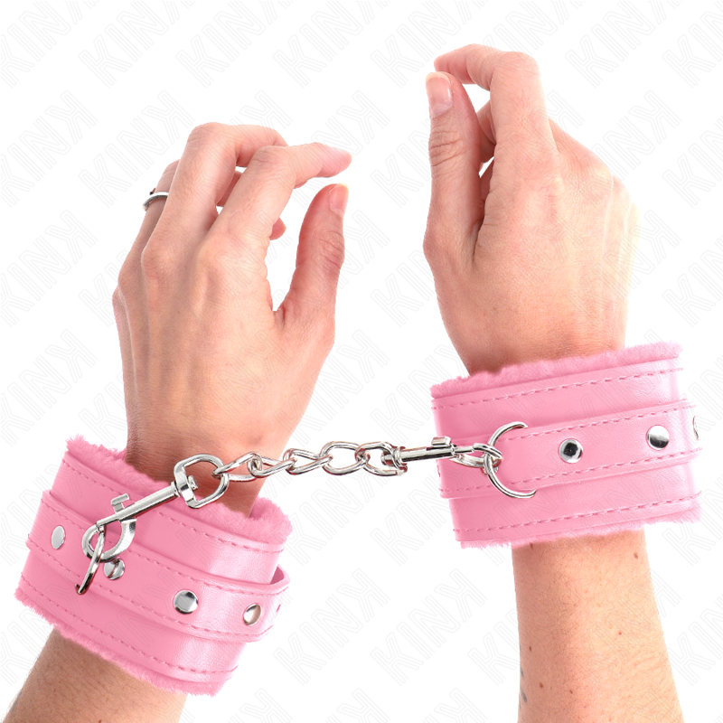 MUÑEQUERAS FORRADAS PREMIUM ROSA CON CORREA ROSA AJUSTABLE 17-29 CM X 6 CM