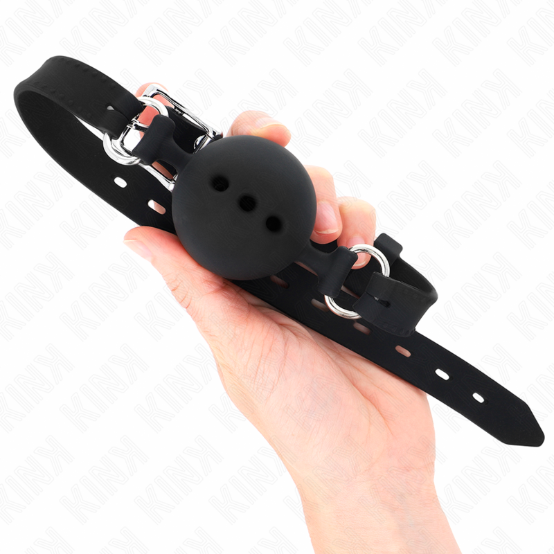 MORDAZA 55 x 2 CM DE BOLA 4.5 CM DE SILICONA COMPLETA TALLA M NEGRO AJUSTABLE 35-51 CM