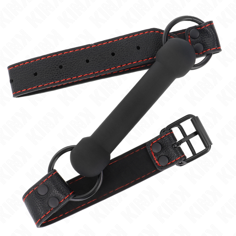 MORDAZA FORMA DE HUESO CON CORREA POLIPIEL NEGRO AJUSTABLE 41-57 CM