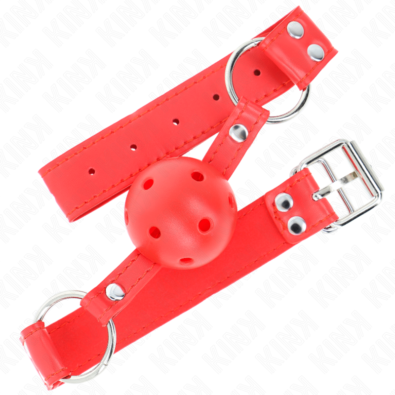 MORDAZA DE BOLA 4.5 CM DURA HUECA ROJO COMPLETA 62 x 2 CM