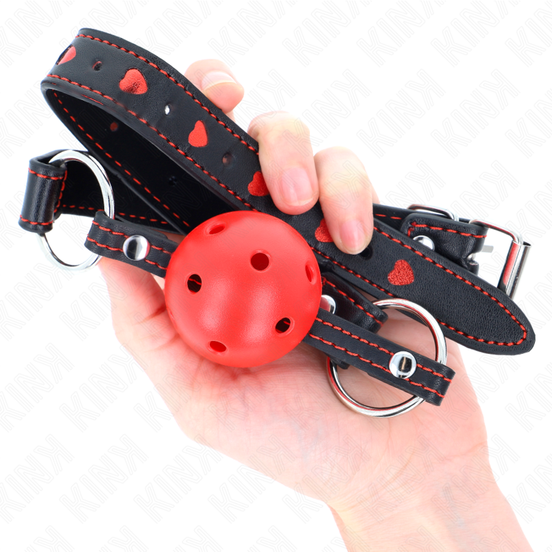 MORDAZA DE BOLA 4.5 CM ROJA DURA HUECA MODELO 2 65 x 2.5 CM