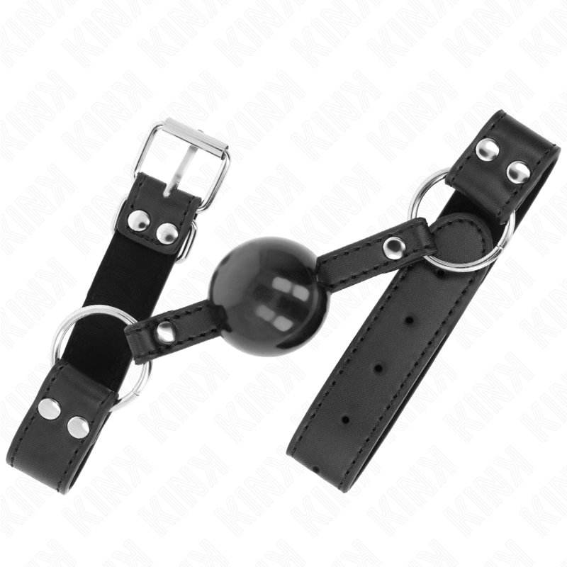 MORDAZA DE BOLA 4 CM SUAVE Y SÓLIDA CON CORREA DE POLIPIEL 62 x 2.5 CM AJUSTABLE 42-58 CM
