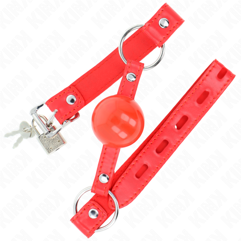 MORDAZA DE BOLA 4 CM TPE CON CANDADO ROJO 60 x 2 CM