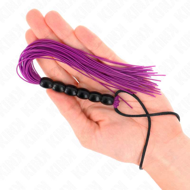 MINI LÁTIGO DE SILICONA CON AGARRE 6 BOLAS MORADO 26 CM